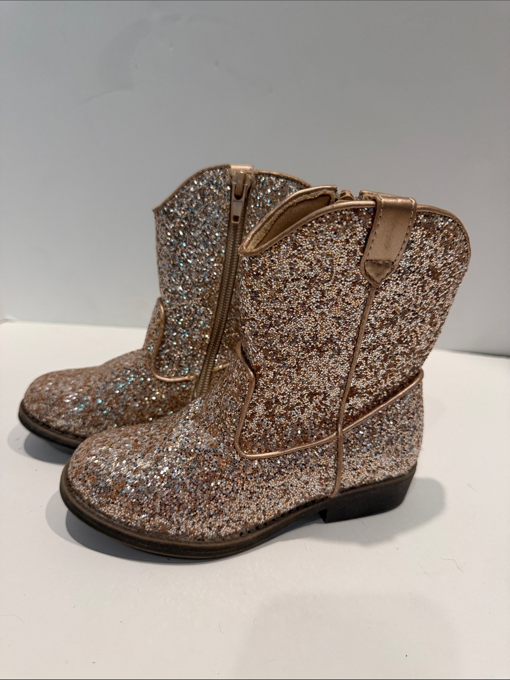Kelly & Katie lil Amelia Gold Sparkle Glitter Western cowboy Boot cowgirl sz 11 - Picture 4 of 11
